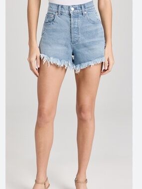 Le Jean High Waisted Fray Denim  Adele Short Size 26